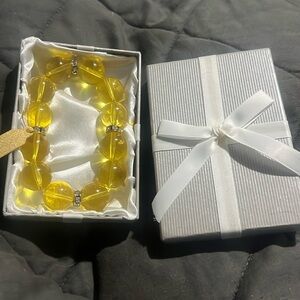 You in box women’s yellow beaded and rhinestone accented bracelet